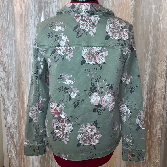 Floral Green Jean Jacket - Picture 4 of 5